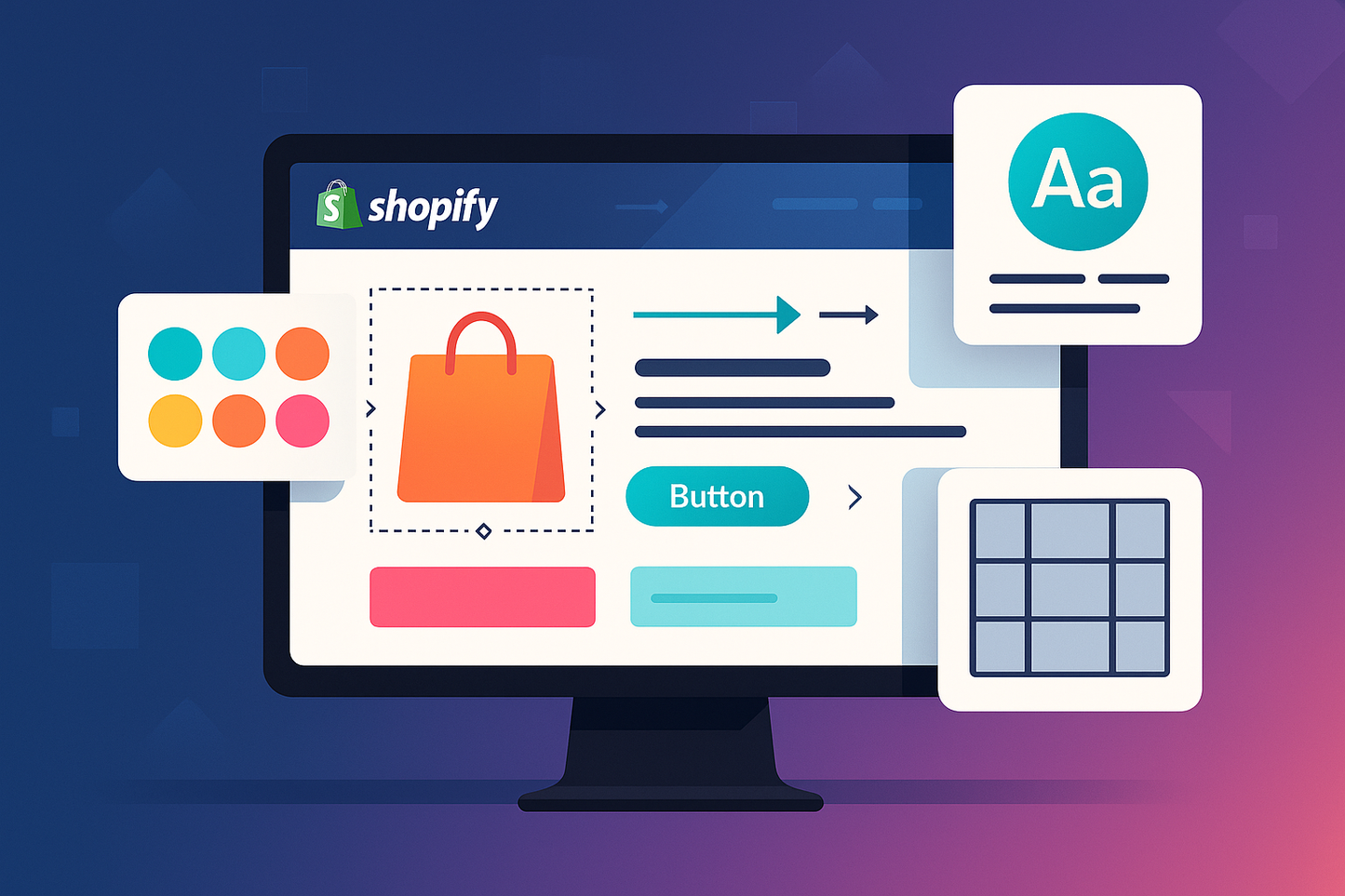 Give your store a unique identity—without the hassle.
Adjust your store’s colors, fonts, sections, and visual structure to professionally reflect your brand. This tool lets you customize your Shopify store in minutes, without relying on developers or generic templates.
✅ Customize key pages: homepage, products, collections
✅ Change colors, buttons, fonts, and more
✅ Visual tool: no code, no risk
✅ Compatible with any Shopify theme
Make your store look like your brand, not like everyone else’s.